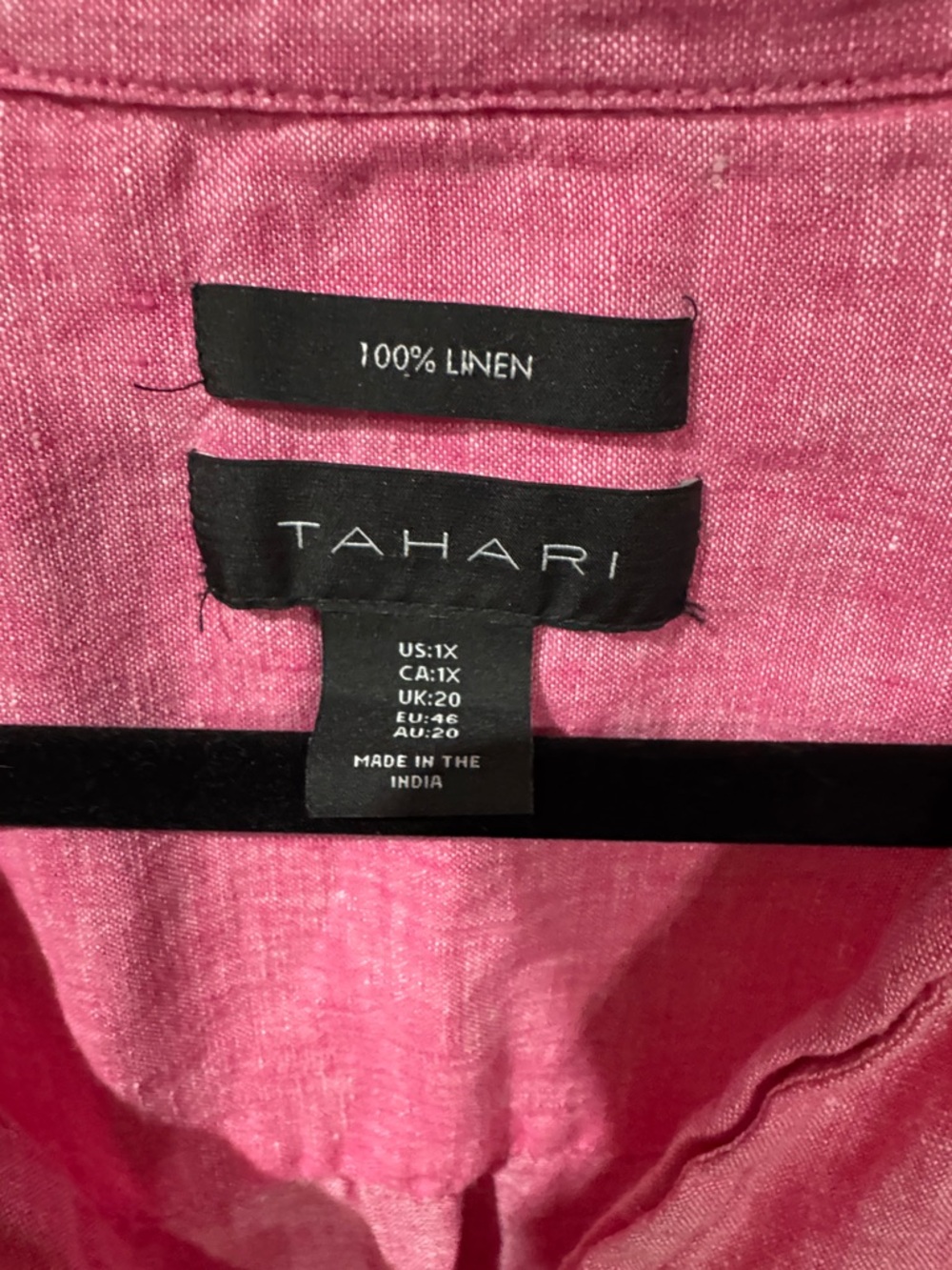 Tahari Bright Pink 100% Linen V-Neck Tunic - Picture 2 of 5